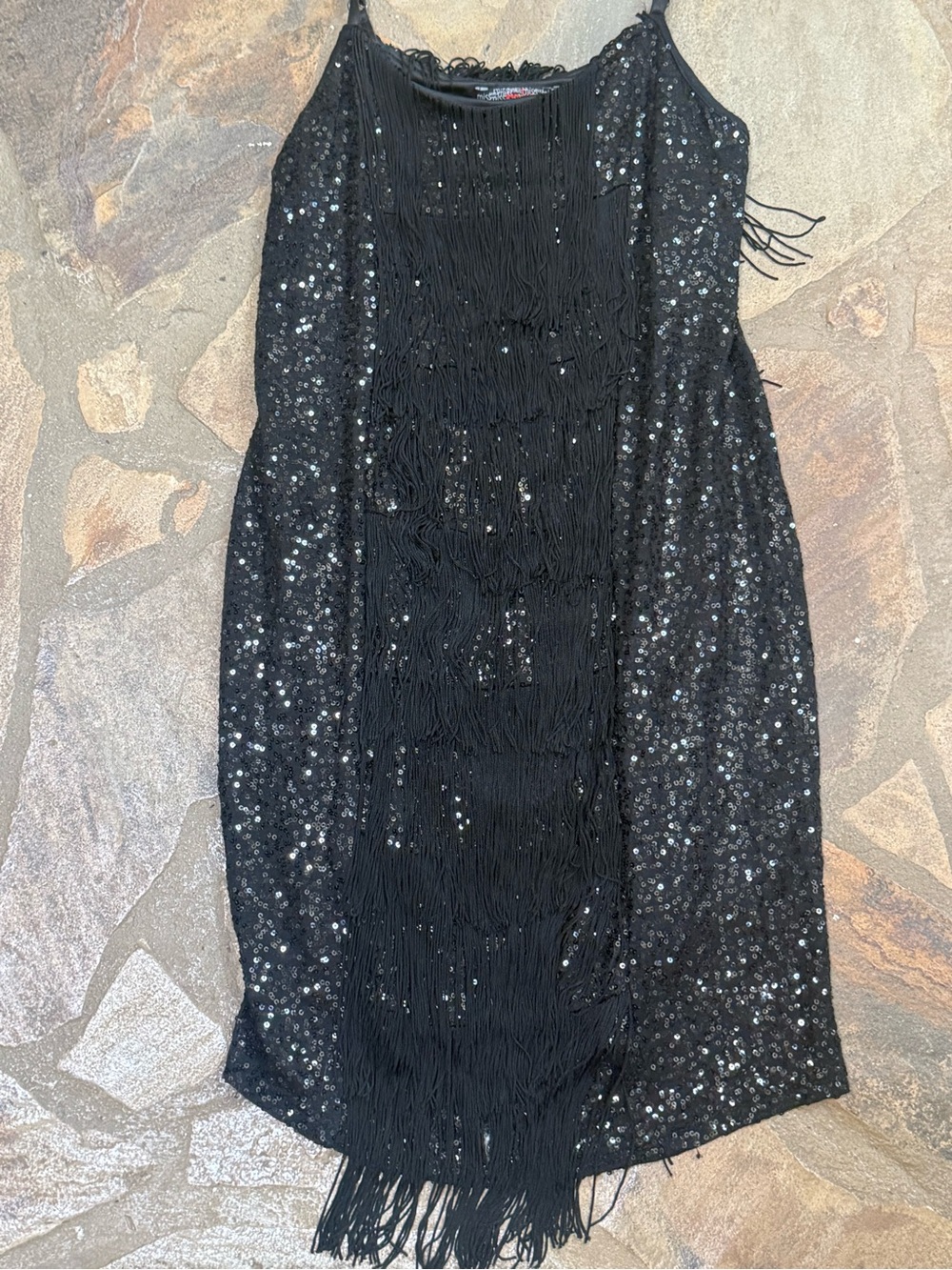 Black Sequin Fringe Flapper Dress Gatsby
